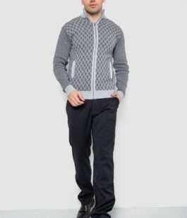 Кофта мужская на молнии, цвет серый, 161R1013