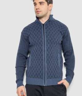 Кофта мужская на молнии, цвет джинс, 161R1013