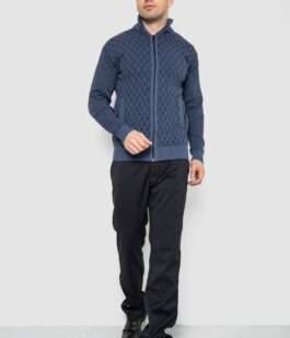 Кофта мужская на молнии, цвет джинс, 161R1013