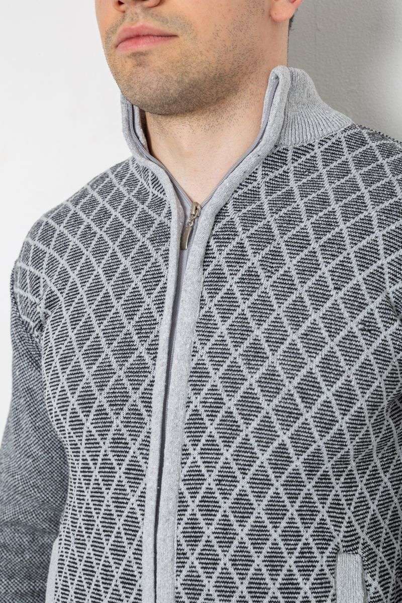 Кофта мужская на молнии, цвет серый, 161R1013 — изображение 5