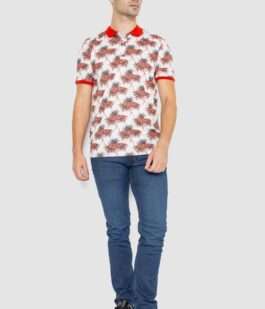 Поло мужское с принтом, цвет красно-молочный, 247R309