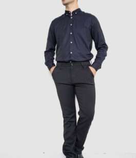 Рубашка мужская котоновая повседневная, цвет темно-синий, 247R410