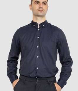 Рубашка мужская котоновая повседневная, цвет темно-синий, 247R410