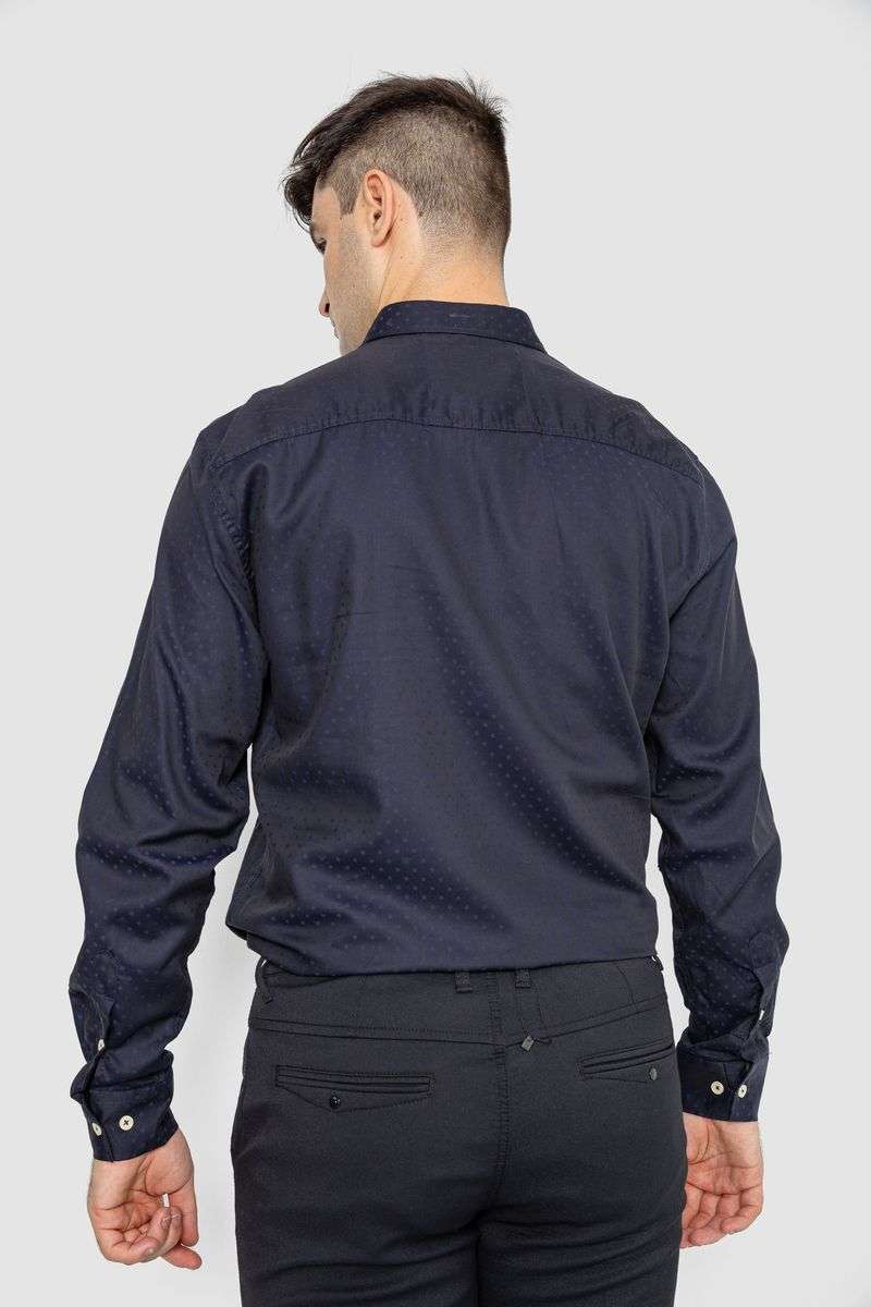 Рубашка мужская котоновая повседневная, цвет темно-синий, 247R410 — изображение 4