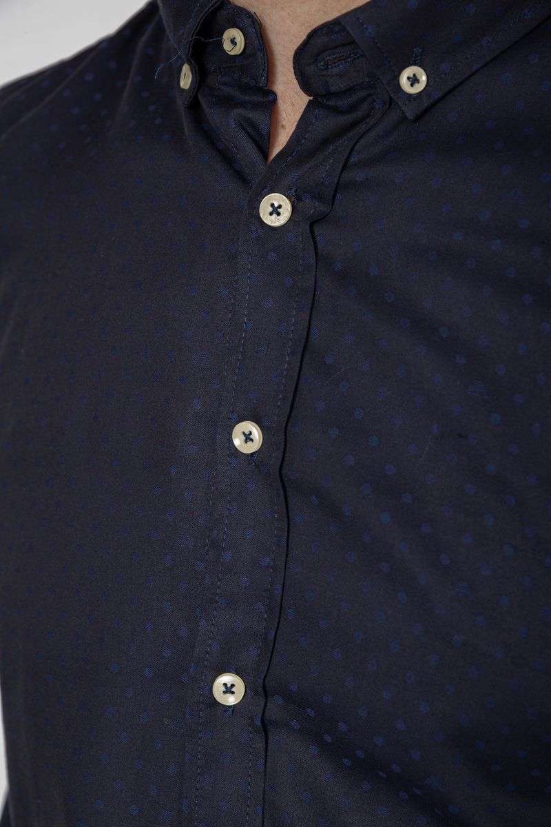 Рубашка мужская котоновая повседневная, цвет темно-синий, 247R410 — изображение 5