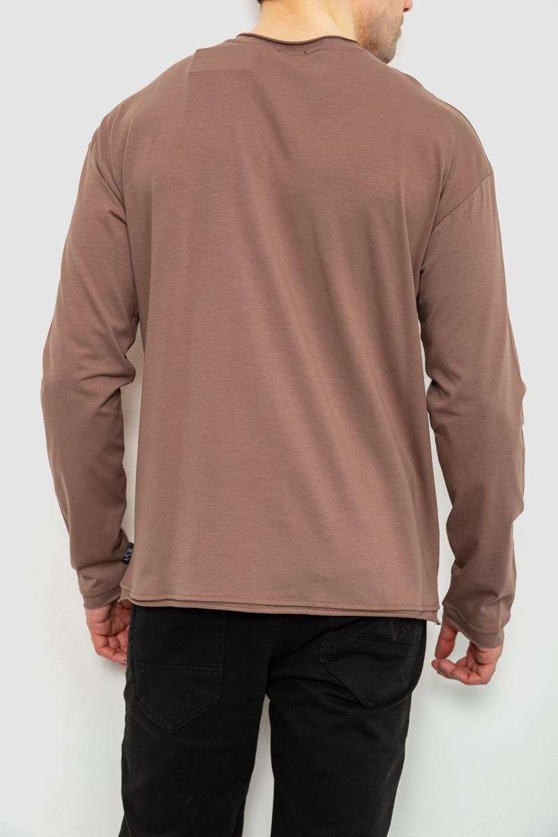 Лонгслив мужской однотонный, цвет коричневый, 102R3308 — изображение 4