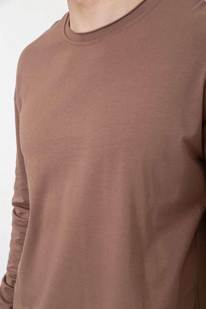 Лонгслив мужской однотонный, цвет коричневый, 102R3308 — изображение 5