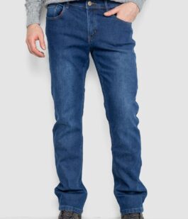 Джинсы мужские на флисе, цвет синий, 254R2405
