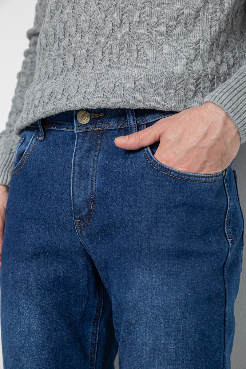 Джинсы мужские на флисе, цвет синий, 254R2405 — изображение 5