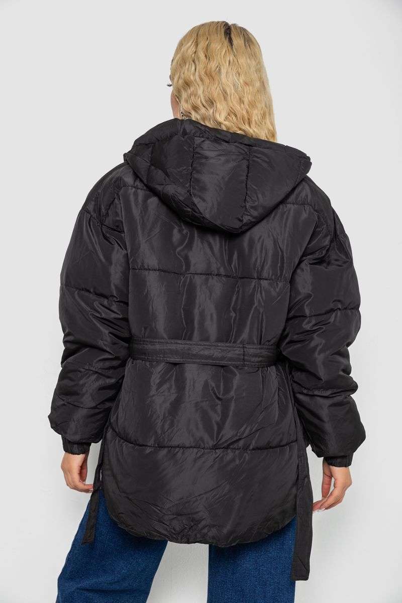 Куртка женская демисезонная с поясом, цвет черный, 207R2023 — изображение 4