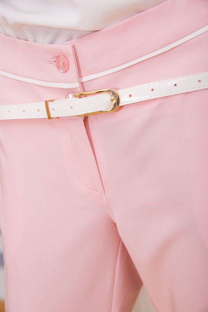 Классические женские брюки, розового цвета, с поясом, 182R245 — изображение 5