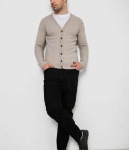 Кофта мужская на пуговицах, цвет бежевый, 238R1055