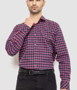 Рубашка мужская в клетку байковая, цвет красно-синий, 214R115-35-195