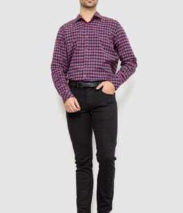 Рубашка мужская в клетку байковая, цвет красно-синий, 214R115-35-195