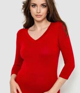 Лонгслив женский укороченный с рукавом 3/4, цвет бордовый, 186R509