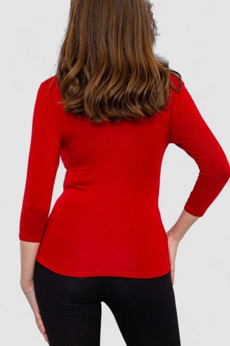 Лонгслив женский укороченный с рукавом 3/4, цвет бордовый, 186R509 — изображение 4