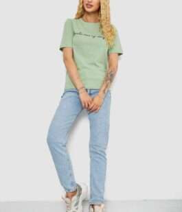 Футболка женская с принтом, цвет оливковый, 241R130