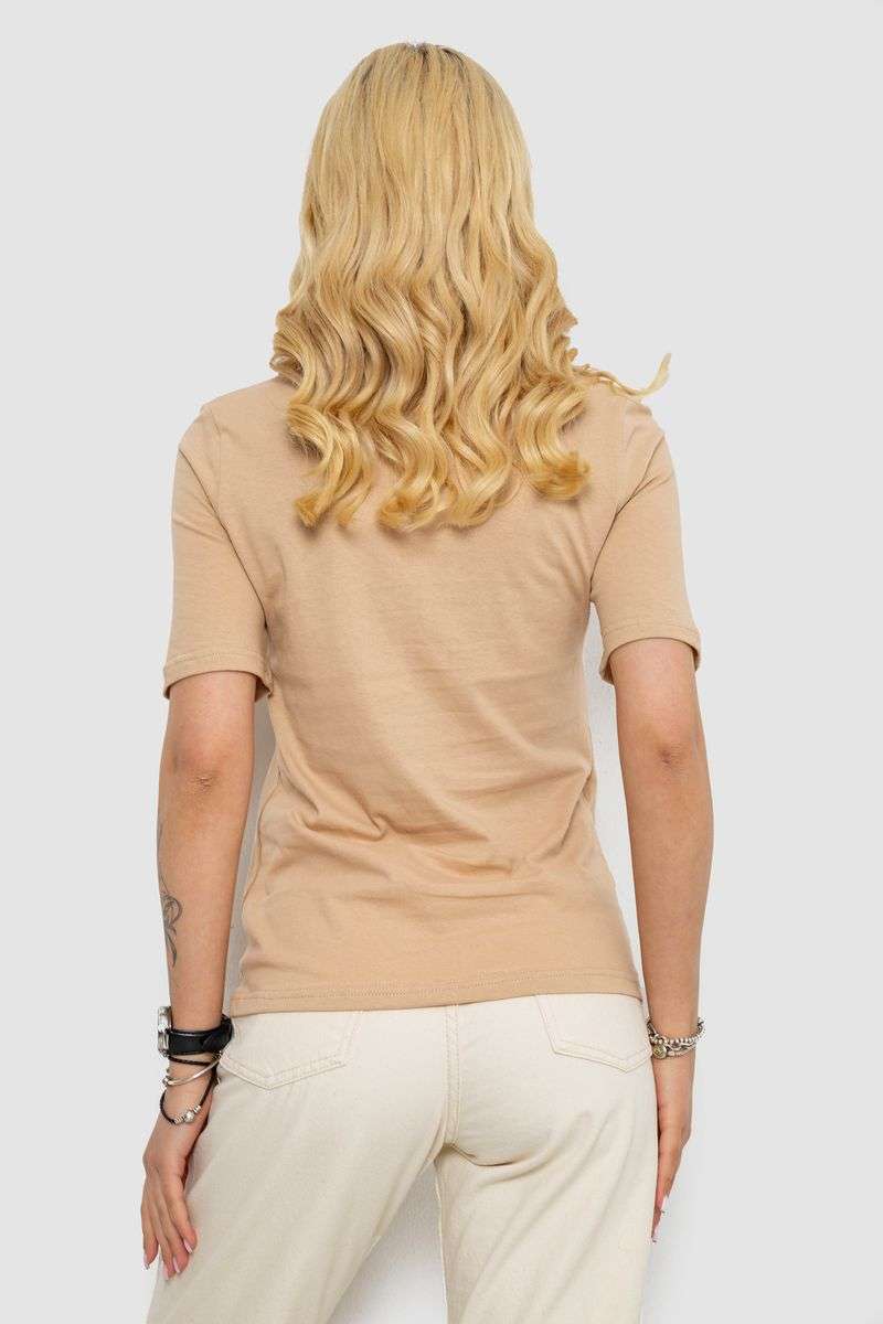 Футболка женская с принтом, цвет бежевый, 241R130 — изображение 4