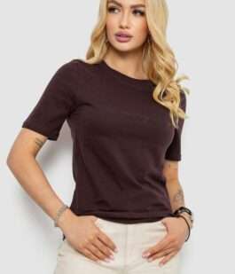 Футболка женская с принтом, цвет шоколадный, 241R130