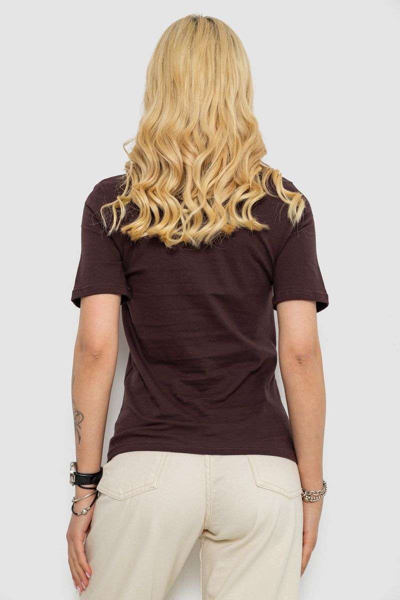 Футболка женская с принтом, цвет шоколадный, 241R130 — изображение 4