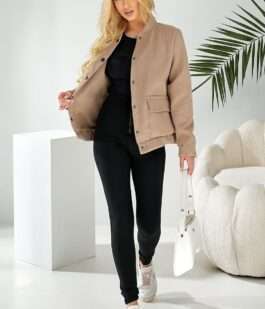 Бомбер женский искусственный кашемир, цвет бежевый, 257R325