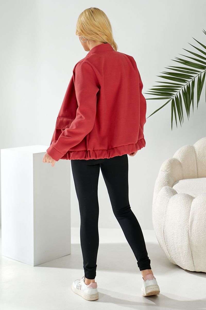 Бомбер женский искусственный кашемир, цвет темно-коралловый, 257R325 — изображение 4