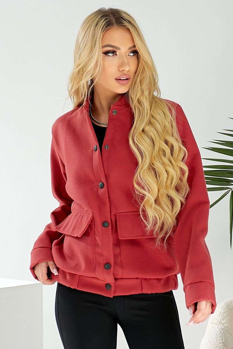 Бомбер женский искусственный кашемир, цвет темно-коралловый, 257R325 — изображение 6