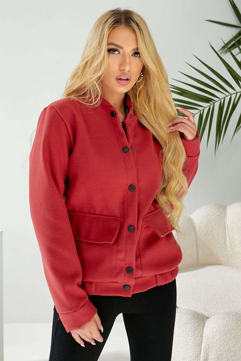 Бомбер женский искусственный кашемир, цвет темно-коралловый, 257R325 — изображение 7