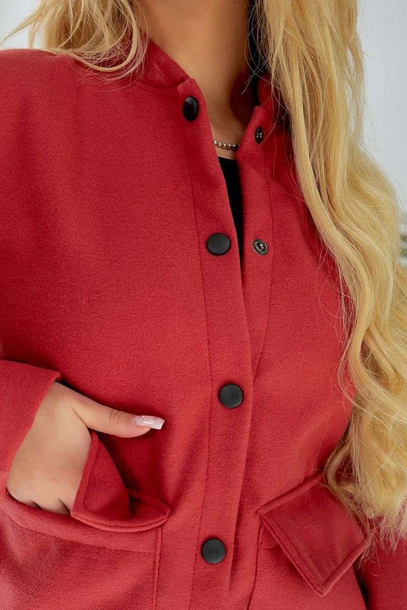 Бомбер женский искусственный кашемир, цвет темно-коралловый, 257R325 — изображение 8