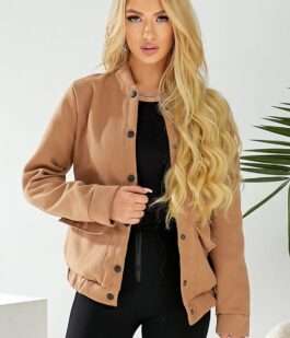 Бомбер женский искусственный кашемир, цвет темно-бежевый, 257R325