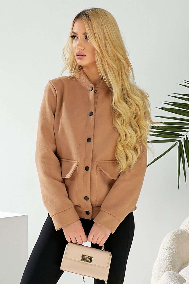 Бомбер женский искусственный кашемир, цвет темно-бежевый, 257R325 — изображение 5