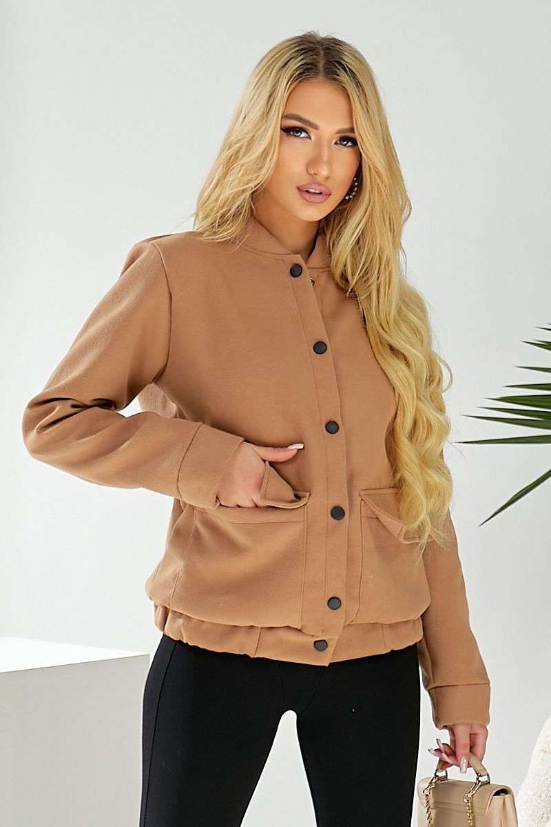 Бомбер женский искусственный кашемир, цвет темно-бежевый, 257R325 — изображение 8