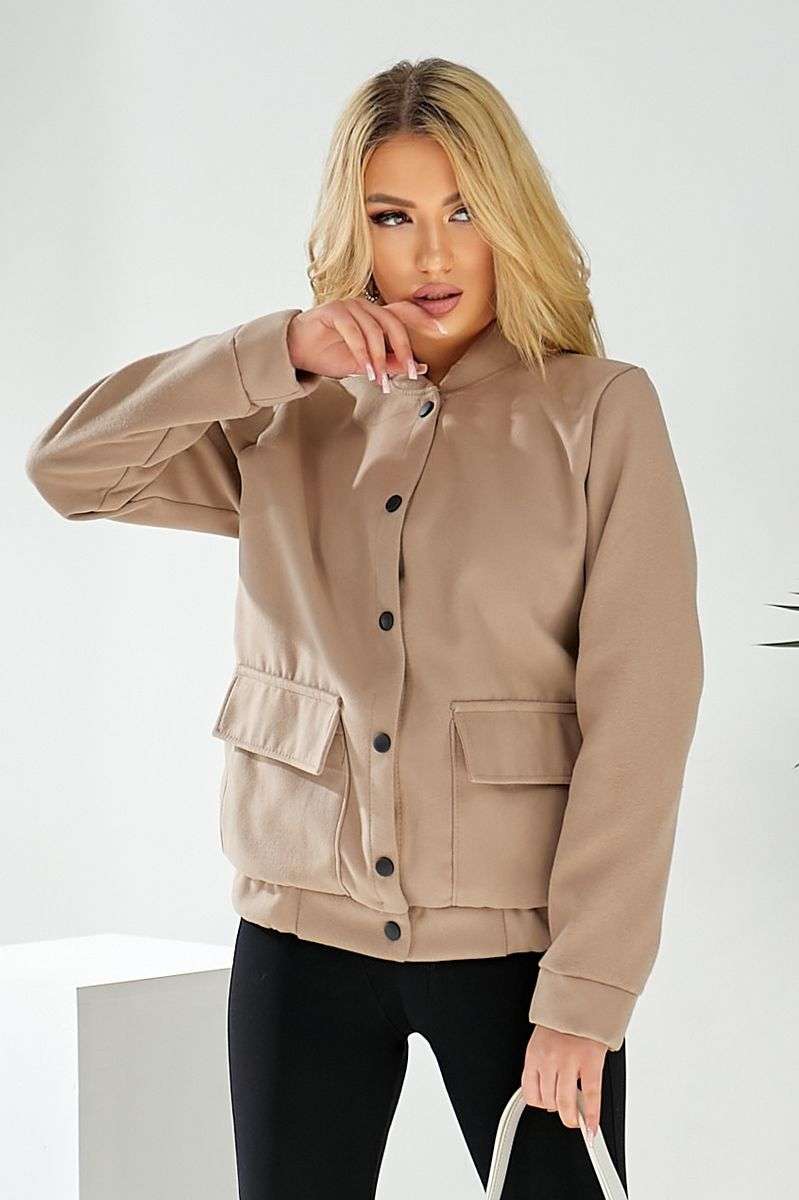 Бомбер женский искусственный кашемир, цвет бежевый, 257R325 — изображение 4