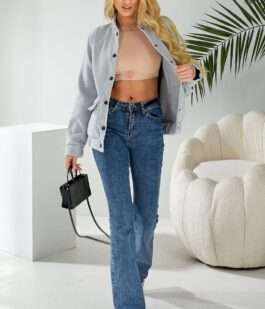 Бомбер женский искусственный кашемир, цвет серый, 257R325