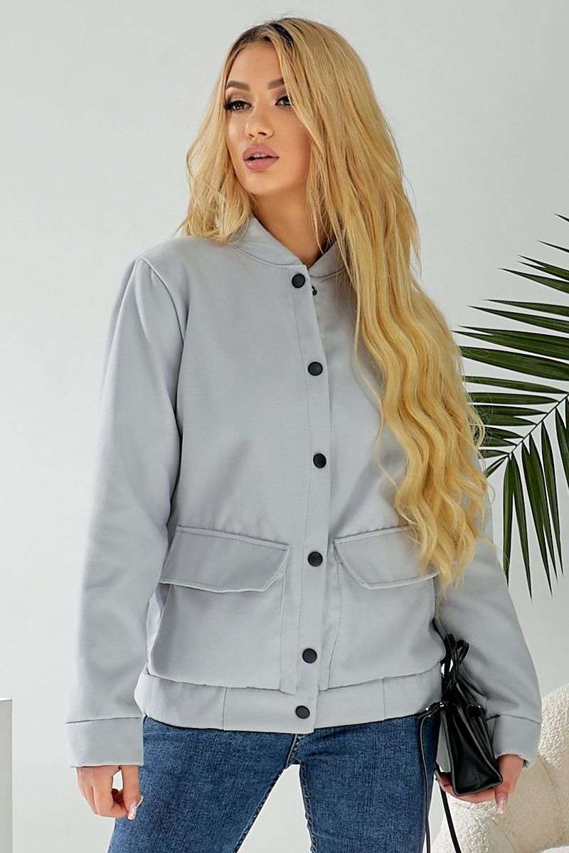 Бомбер женский искусственный кашемир, цвет серый, 257R325 — изображение 6