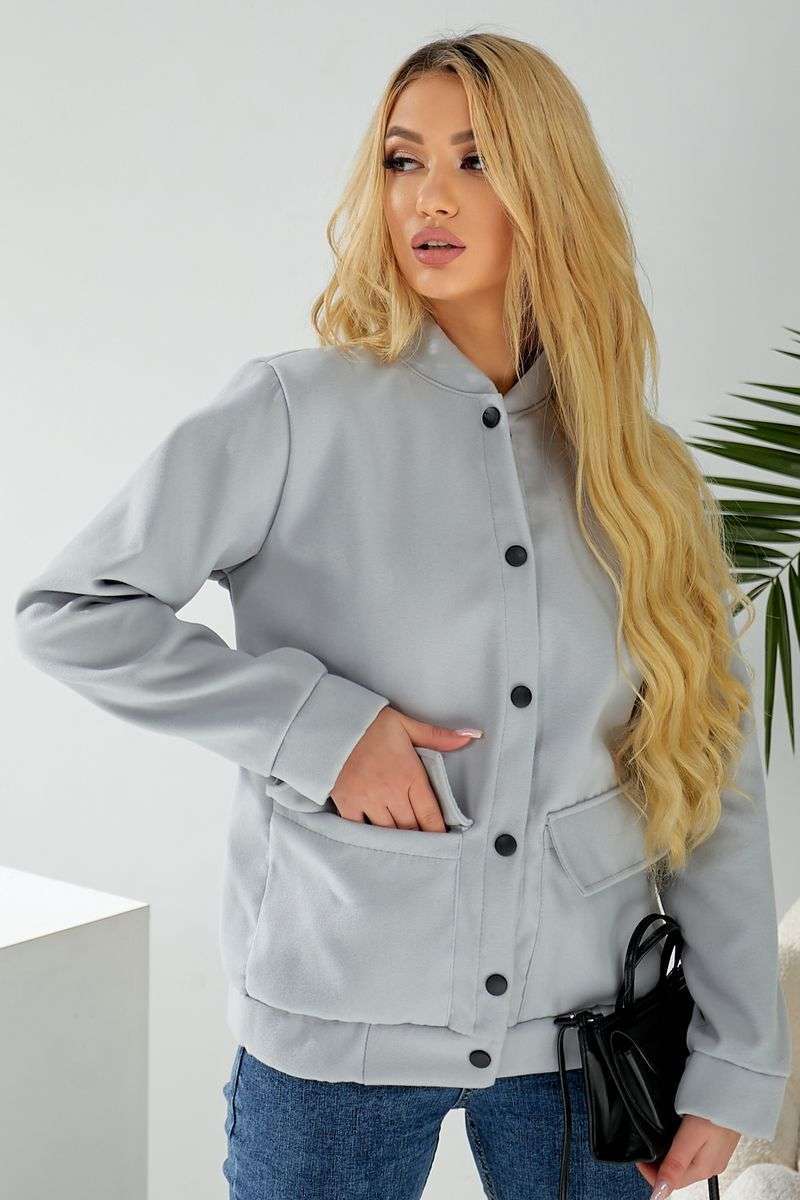 Бомбер женский искусственный кашемир, цвет серый, 257R325 — изображение 7