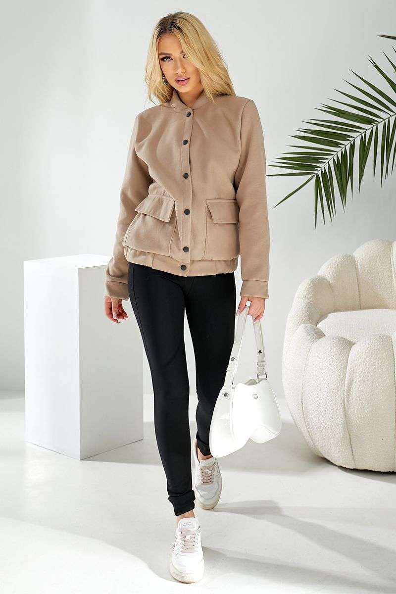 Бомбер женский искусственный кашемир, цвет бежевый, 257R325 — изображение 5