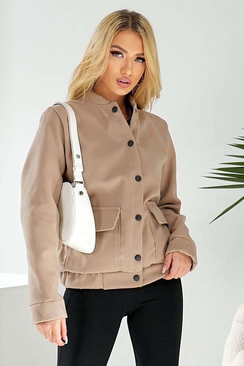 Бомбер женский искусственный кашемир, цвет бежевый, 257R325 — изображение 6