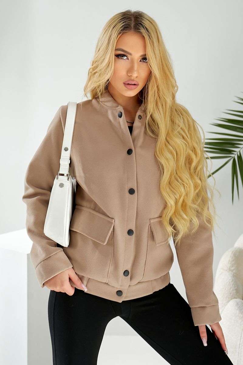 Бомбер женский искусственный кашемир, цвет бежевый, 257R325 — изображение 7