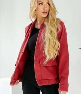 Бомбер женский искусственный кашемир, цвет темно-коралловый, 257R325