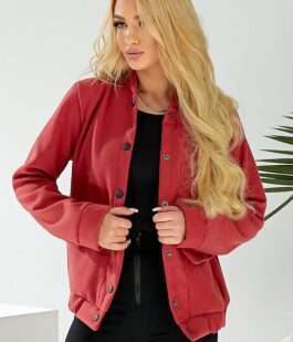 Бомбер женский искусственный кашемир, цвет темно-коралловый, 257R325