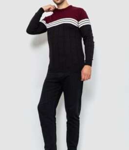 Свитер мужской, цвет черно-бордовый, 161R884