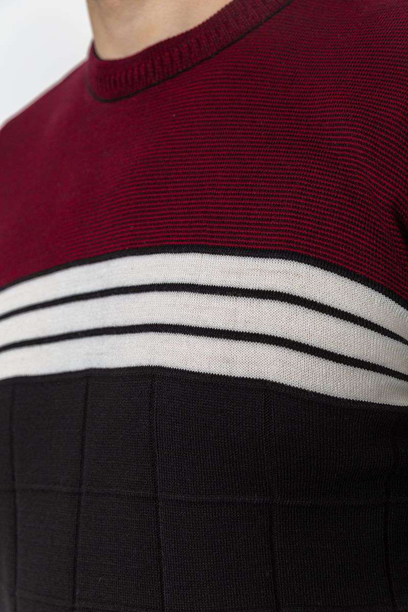 Свитер мужской, цвет черно-бордовый, 161R884 — изображение 5