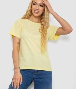 Футболка женская однотонная, цвет лимонный, 238R111