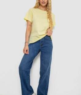 Футболка женская однотонная, цвет лимонный, 238R111