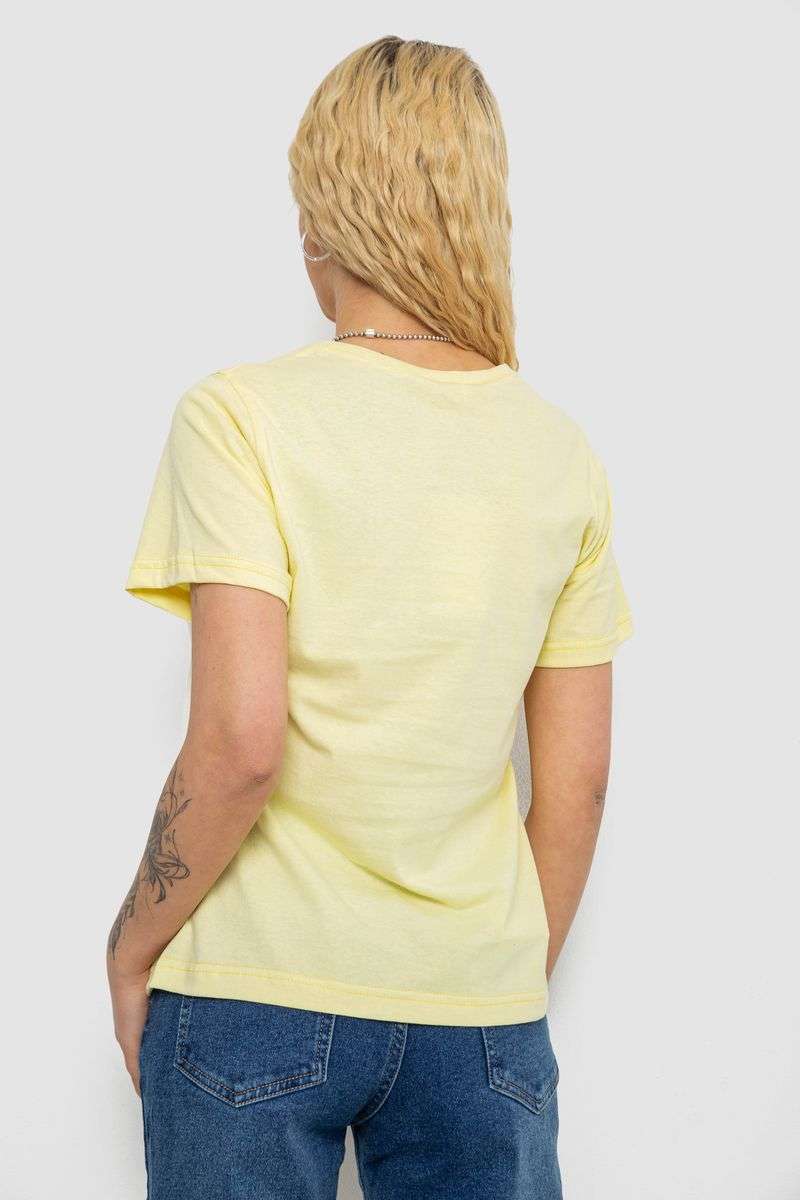 Футболка женская однотонная, цвет лимонный, 238R111 — изображение 4