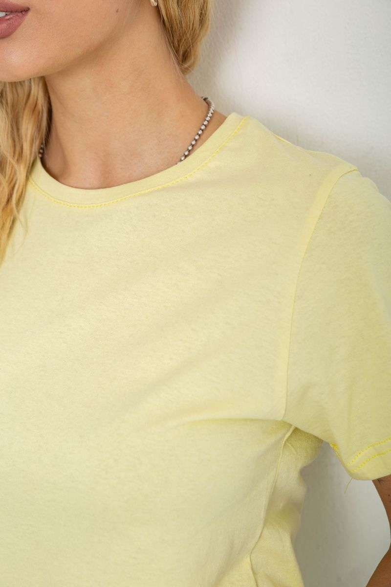 Футболка женская однотонная, цвет лимонный, 238R111 — изображение 5