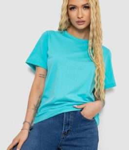 Футболка женская однотонная, цвет голубой, 238R111