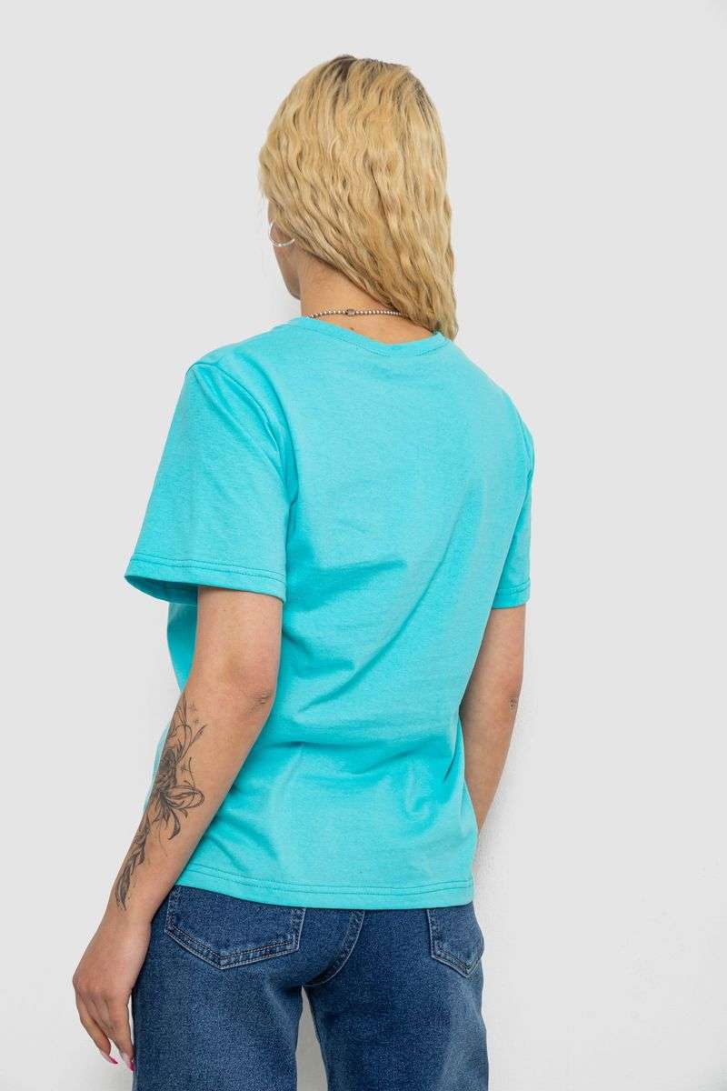 Футболка женская однотонная, цвет голубой, 238R111 — изображение 4