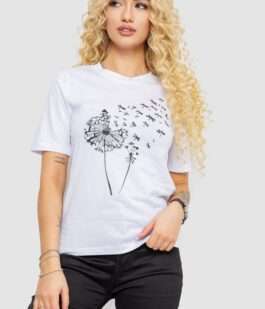 Футболка женская с принтом, цвет белый, 241R127